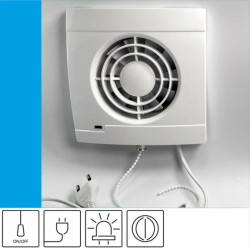 Wentylator domowy Vulkan VS100+ klapka zwrotna, przewód z wtyczką, kontrolka LED, fi 100 mm, kolor biały