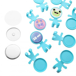 Przypinka 58mm w kształcie ludzika haczyk niebieska zestaw 50 szt.