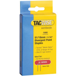Tacwise 0287 91 Narrow Crown Divergent Point Staples 18mm Electric Tacker Pk1000