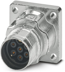 Surface mount socket, M17, 7 pole, crimp connection, standard/ONECLICK quick locking system, straight, 1628915