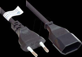 P0300-S030 Extension Euro plug type C, black, 0.75 mm², 3 m