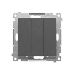 Simon 55 Przycisk potrójny z podświetleniem LED (moduł) 10 AX, 250 V~, szybkozłącza Grafitowy mat TP31L.01/116