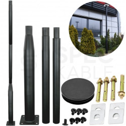 Słup oświetleniowy składany, maszt do kamer fi: 60mm 3m podstawa 160x160mm czarny BEMKO