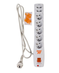 Przedłużacz przeciwprzepięciowy 7-gniazd ACAR P7 1,5m szary