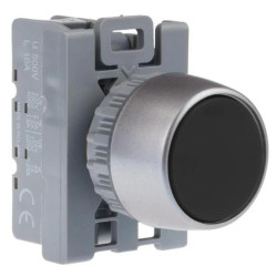 Przycisk sterowniczy kryty czarny 1Z pierścień niklowany SP22-KCZ-10.