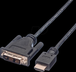 04.11.19 Cable, HDMI connector &lt;&gt; DVI-D 18 +1 connector, 1.0 m