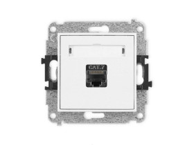 MINI Mechanizm gniazda komputerowego pojedynczego 1xRJ45, kat. 7, ekranowane, 8-stykowy biały mat 25MGK-9 KARLIK