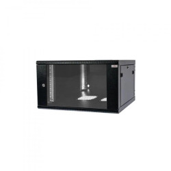 Szafa wisząca RACK 19 cali 6U/600mm drzwi przeszklone otwierane boki RAL 9005 BOCK-019-060-600-C