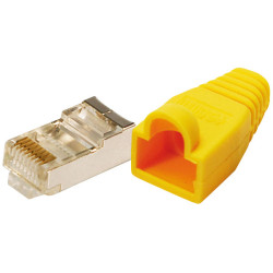 LogiLink&#xAE; MP0015 Modular Plug CAT5e With Strain Relief Hood Yellow 100 pcs
