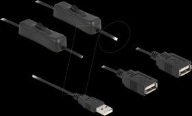 86803 Charging cable, USB Type-A connector -&gt; 2x ports, switch, 1 m