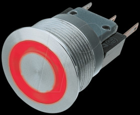 1241.6634.1131000 Metal switch Mittelhub, Ø22, red LED