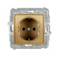 ICON Mechanizm gniazda pojedynczego z uziemieniem SCHUKO 2P+Z (przesłony torów prądowych) złoty 29IGP-1sp