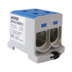Złączka szynowa 25-150mm2 nieb. 4otwor. zacisk. TH35 1P Morek MAA2150B10