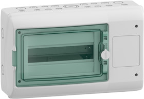 Small distributor, 1x12 HP, (H x W x D) 280 x 448 x 160 mm, IP65/IK09, polymer, light gray, 13438