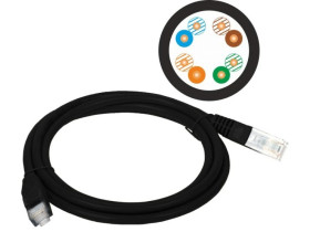 Patch-cord U/UTP kat.5e PVC 2.0m czarny KKU5CZA2
