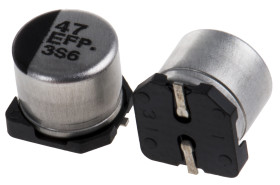 Kondensator 47μF 25V dc SMD Panasonic 6.3 (Dia.) x 5.8mm