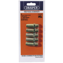 Draper 25844 1/4&quot; Taper 1/2&quot; Bore Pcl Male Screw Tailpieces Pack of 5
