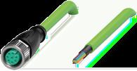 Sensor actuator cable, M12 cable socket, straight, A to open end, 8 pole, 1 m, PUR, green, 1 A, 70168613