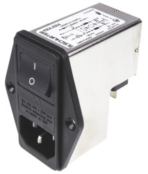 Gniazdo IEC z filtrem1 6A C14 Schurter Montaż na panelu 5 x 20mm