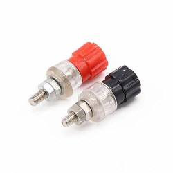 Złącze zakręcane 4mm - czerwone - gniazdo pod zaciski widełkowe - JS910A