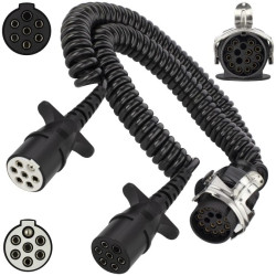 Spiralny adapter kablowy QLY-s do naczepy 24V wtyk 15-pin / 2 zalewane wtyki 7-pin typu N+S 4m