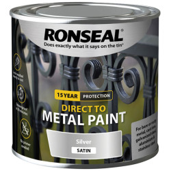 Ronseal 39404 Direct to Metal Paint Silver Satin 250ml