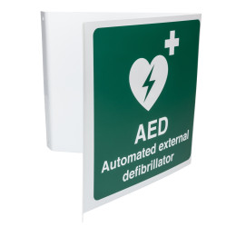 Znak pierwszej pomocy, Polipropylenowe, Green, White, Tekst: "Automate External Defibrillator , Angielski, Apteczka,