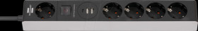 1159780615 Power strip, 5-fold, 1x USB-C and 2x USB-A, 1,5 m