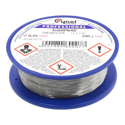 Cyna lutownicza z topnikiem SW26 - 0.25mm - spoiwo Sn60Pb40 Cynel 100g
