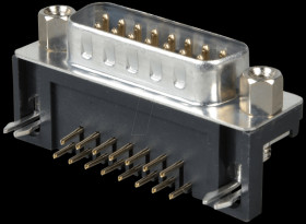 D-SUB plug, 15-pin, angled, RM 7.2