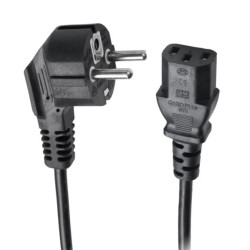 Kabel zasilający 230V 10A IEC320 prosty C13 2m czarny