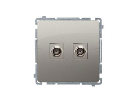 SIMON BASIC Gniazdo antenowe typu "F" podwójne (moduł) satynowy BMAF2.01/29 KONTAKT SIMON