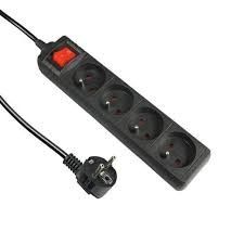 Listwa zasilająca 4 gniazda z uziemieniem 3m czarna