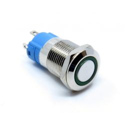 Waterproof Momentary Button - wodoodporny, okrągły przycisk chwilowy z podświetleniem LED, 12mm (zielony)