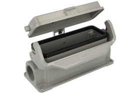 Obudowa złącza; Han B; 19300241296; 24B; metal; na panel; na przewód; 2 boczne wyjścia przewodu; z pokrywą; z 1 klamrą; wyjście