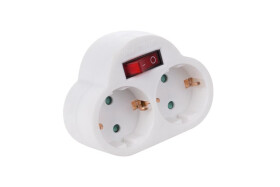 Velleman Intermediate plug with on/off switch - 2 sockets - earthed