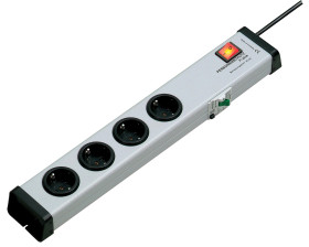 Listwa zasilająca 1.5mm², 16A, 250 V, 4 wtykowa CEE 7/7 niemieckie Schuko/francuskie dł. kabla 1.5m RCD Czarny PVC Typ