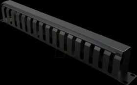26990305 19" front panel 1 U, black, with marshalling duct 40 x 60 mm