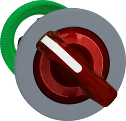 Toggle switch, 2 positions, illuminable, latching, waistband round, red, front ring gray, 90°, mounting Ø 30.5 mm, ZB5FK1243C0