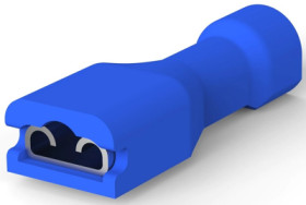 Insulated flat plug sleeve, 4.75 x 0.81 mm, 1.31 to 2.08 mm², AWG 16 to 14, brass, tin-plated, blue, 3-520125-2