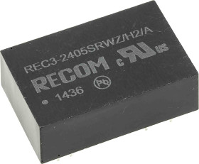 Przetwornica DC-DC, 3W, Uwe 9 → 36 V DC, Uwy 5V dc, Iwy 600mA, Recom Tak