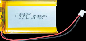 333285 Lithium-ion battery, SOLDERED 333285, 2100 mAh, 3.7 V