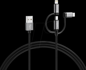 5955 3-in-1 charging cable, Micro B/Type-C/Lightning, 2.0 m