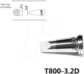 T800-3.2D Soldering tip, 3.2 mm, chisel shape, straight
