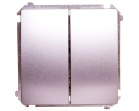 Simon Basic Łącznik schodowy podwójny z podświetleniem 10AX 250V zaciski śrubowe srebrny mat BMW6/2L.01/43