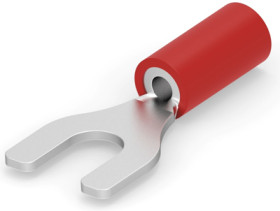 Insulated forked cable lug, 0.3-1.42 mm², AWG 22, M4, red, 32981