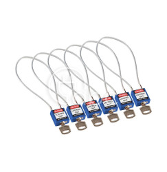 Kłódka bezpieczeństwa LOTO z linką (400 mm), niebieska (6 szt.), 195978