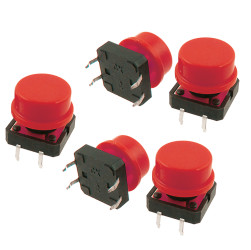 Opencircuit Tactiele button 12x12x7,3mm red - 5 pcs