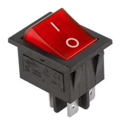 Wyłącznik kołyskowy 250V 16A podświetlany czerwony / czarny