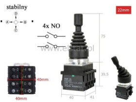 Joystick przemysłowy; 4 tory; stabilny; 2xNO; 22mm